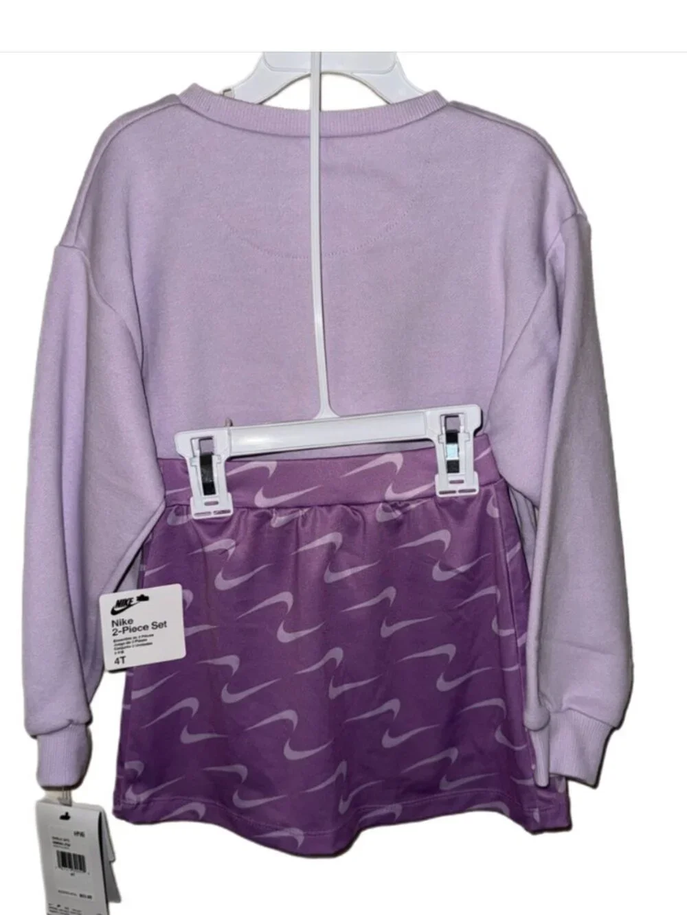 Nike Little Girls Essential 2 Pc Skort Crewneck Set 4T Lavender Rush Fuchsia NWT - Picture 3 of 4